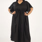 Ebony Elegance | Black Frill Sleeve Dress With Pockets