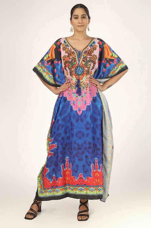 Majestic Midnight | Blue Luxe Art Silk Kaftan