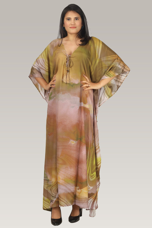 Sandstorm | Beige Luxe Art Silk Kaftan