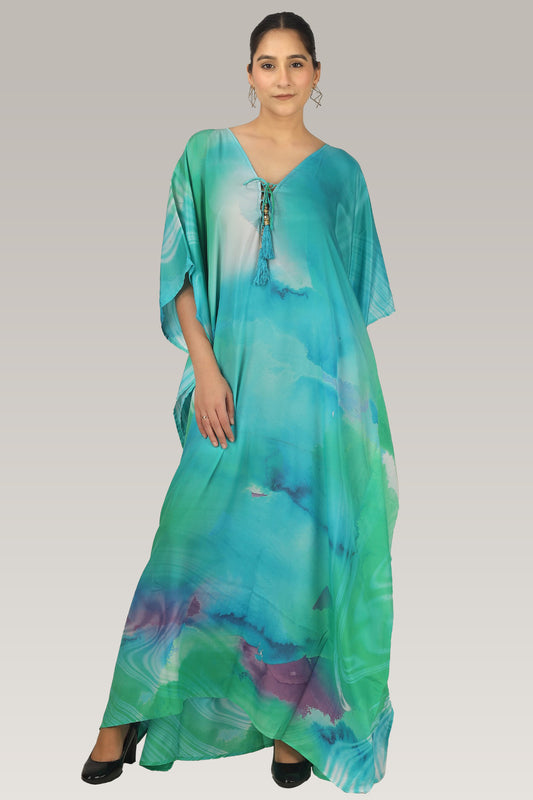 Sky Daze | Blue Luxe Art Silk Kaftan