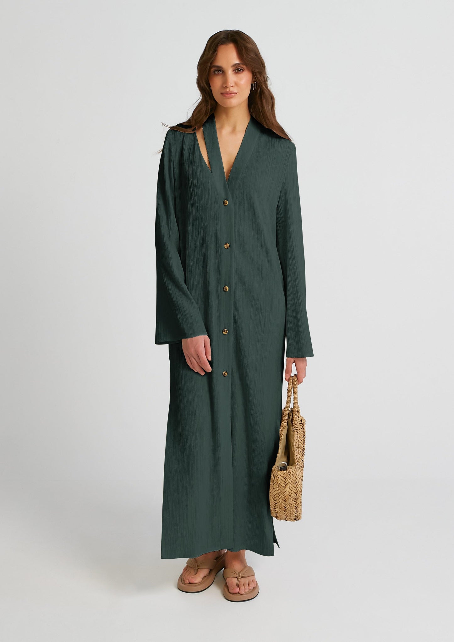 Peek-A-Boo | Green Shirt Dress