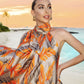 Summer Solstice | Orange Halter Neck Dress
