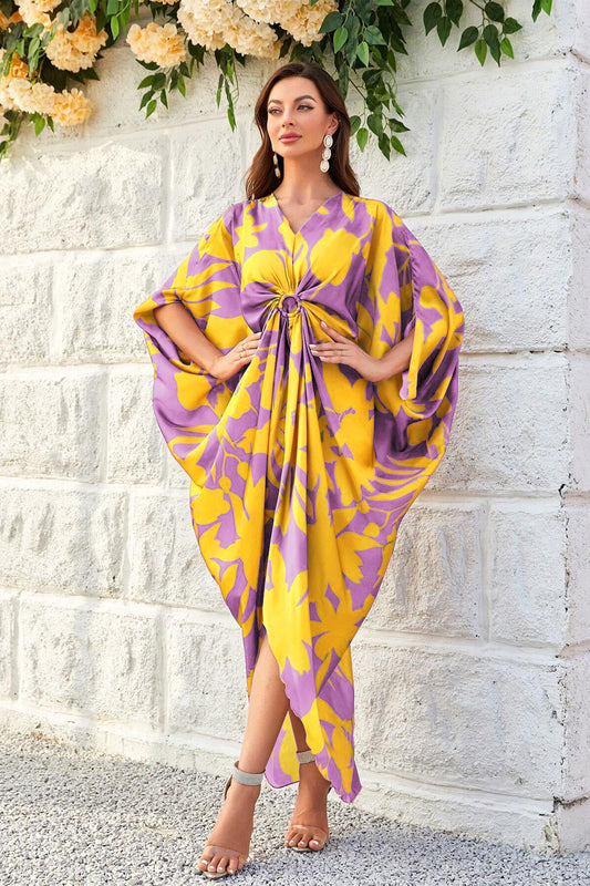 Knotty Nice | Mauve Floral Kaftan Dress