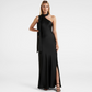 Flirtatious | Black Satin Dress