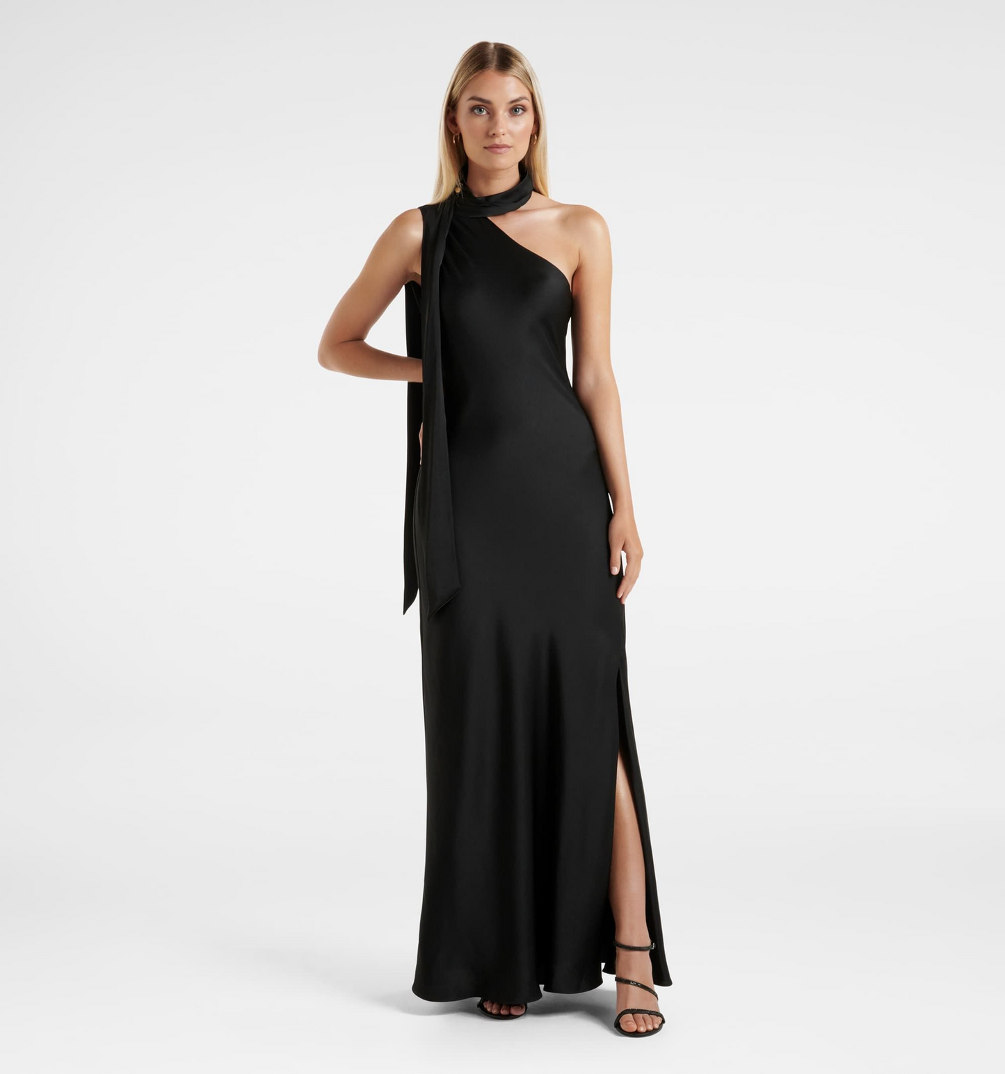 Flirtatious | Black Satin Dress