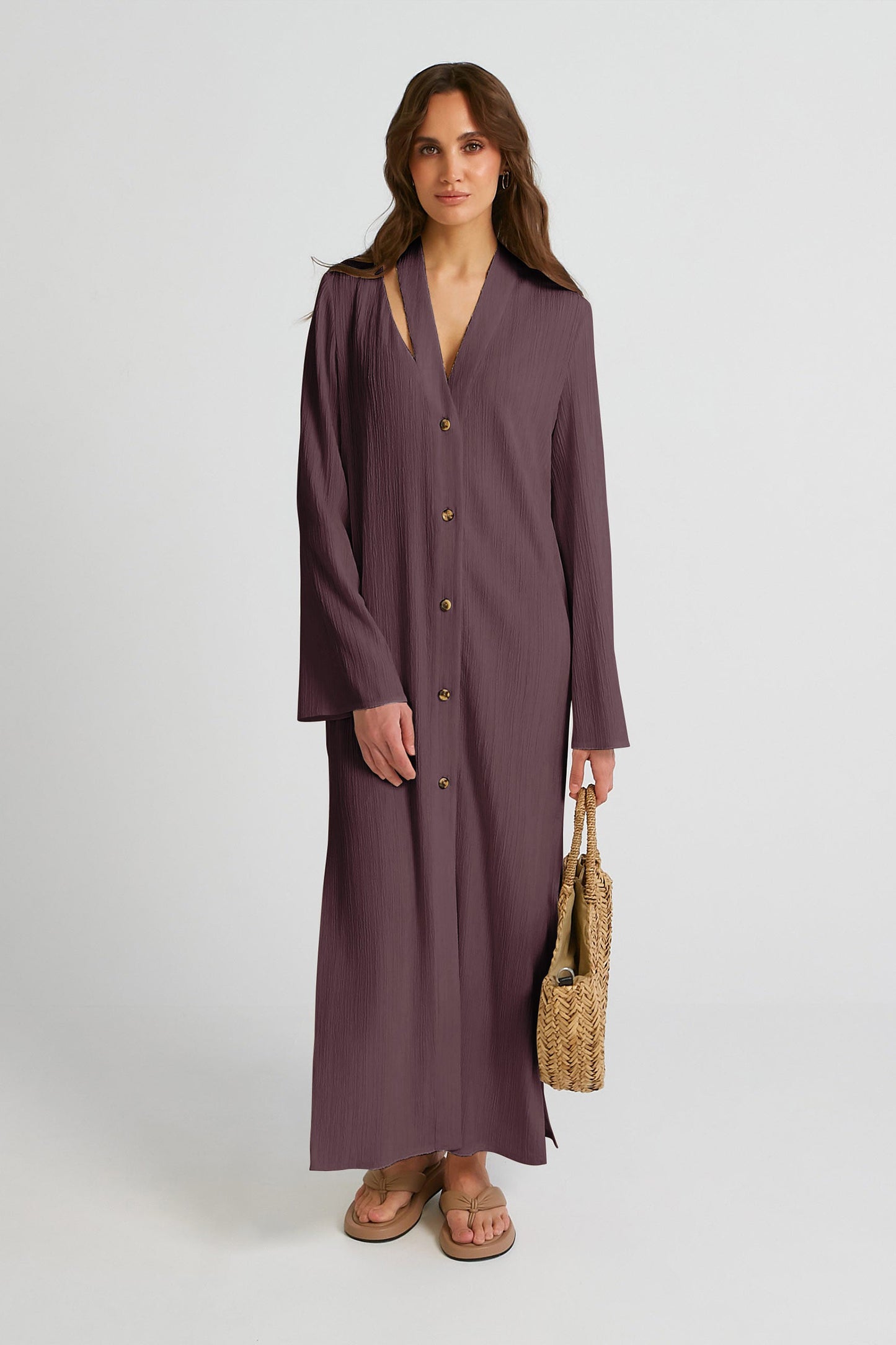 Peek-A-Boo | Mauve Shirt Dress