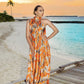 Summer Solstice | Orange Halter Neck Dress