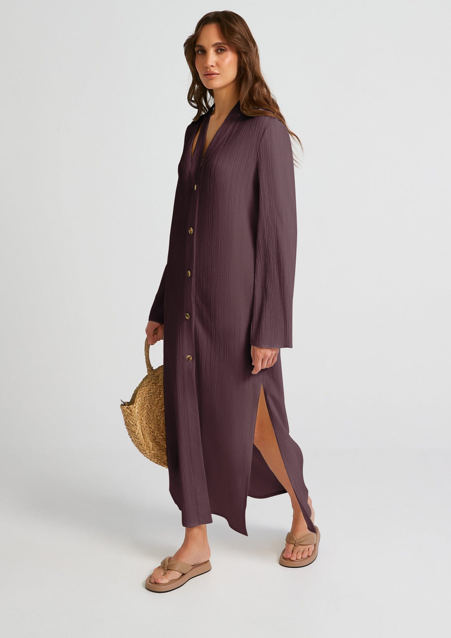 Peek-A-Boo | Mauve Shirt Dress