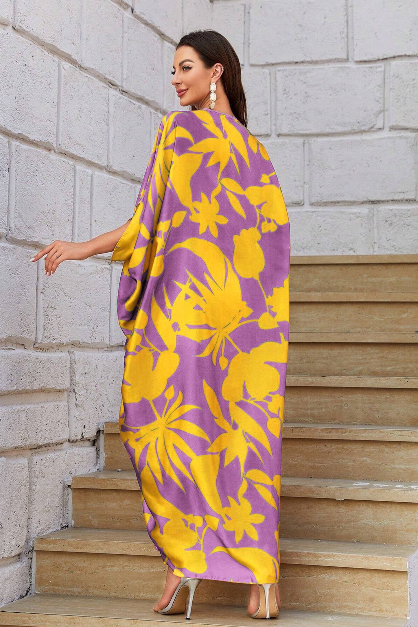 Knotty Nice | Mauve Floral Kaftan Dress