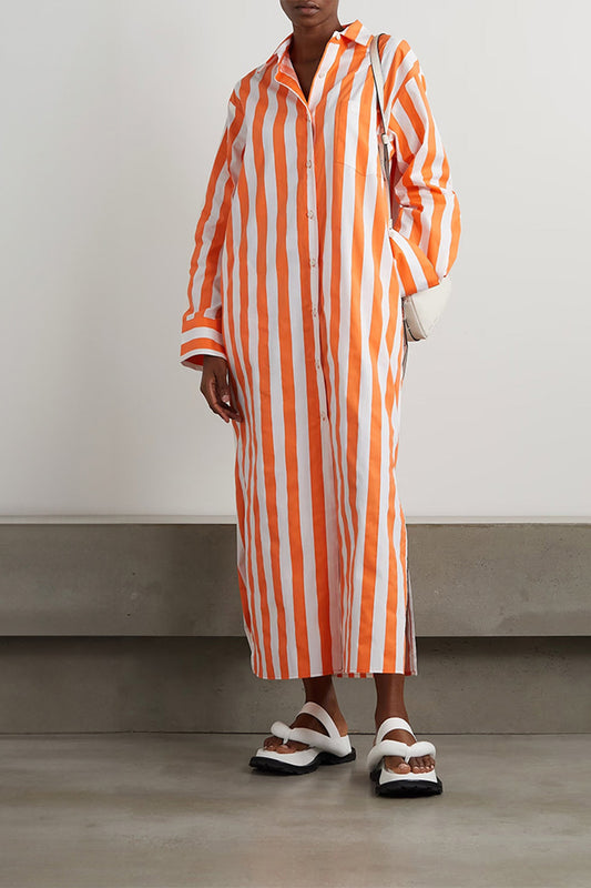 Everyday Stripe | Orange Shirt Dress