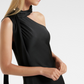 Flirtatious | Black Satin Dress