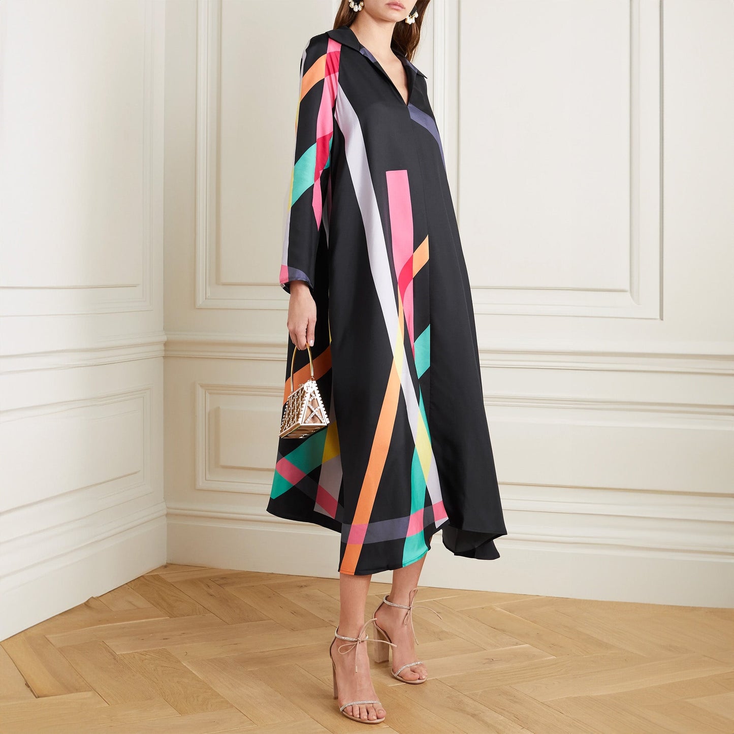 Brushstroke Beauty | Black Party-Wear Kaftan