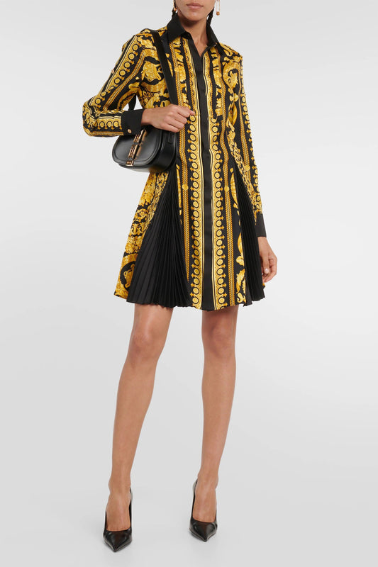 Gold Goddess | Pleated Shirt Dress