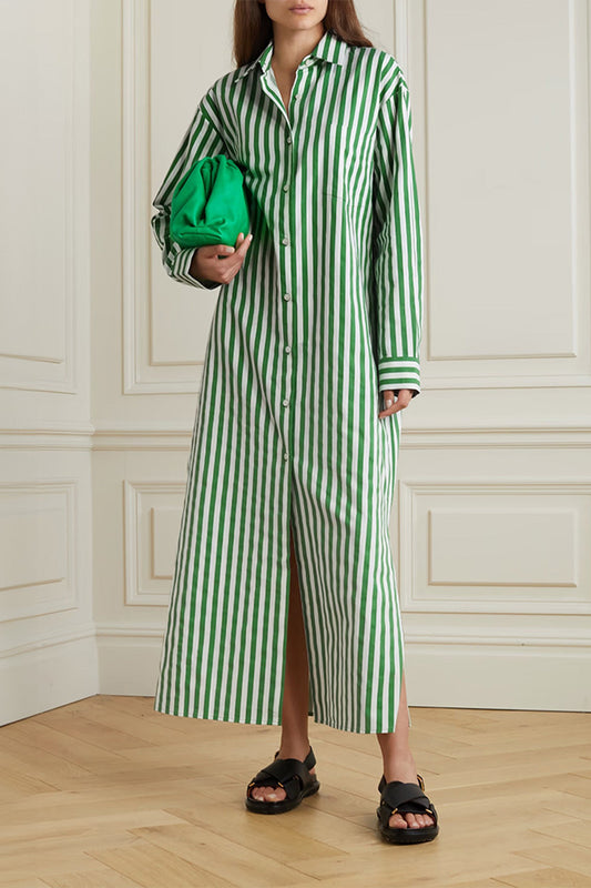 Everyday Stripe | Green Shirt Dress