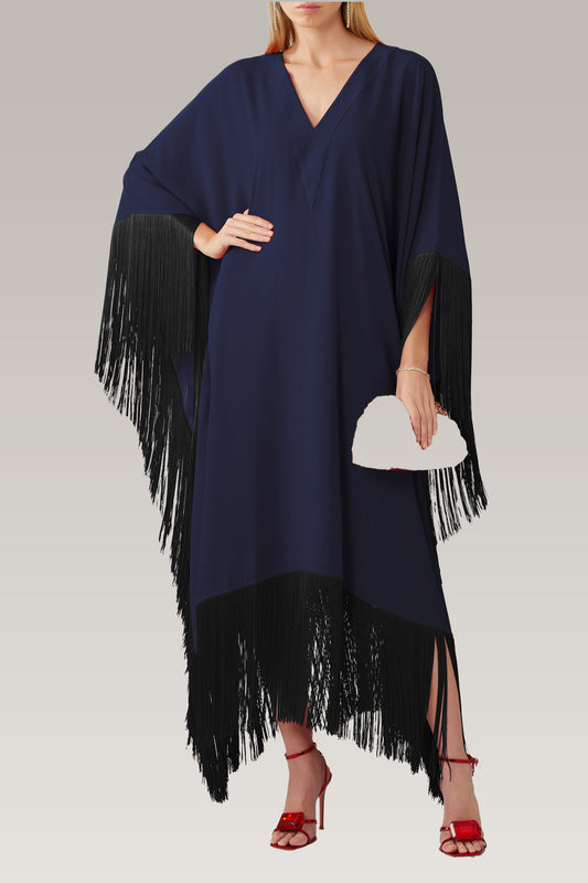 Fringe Fiesta | Navy Blue Kaftan