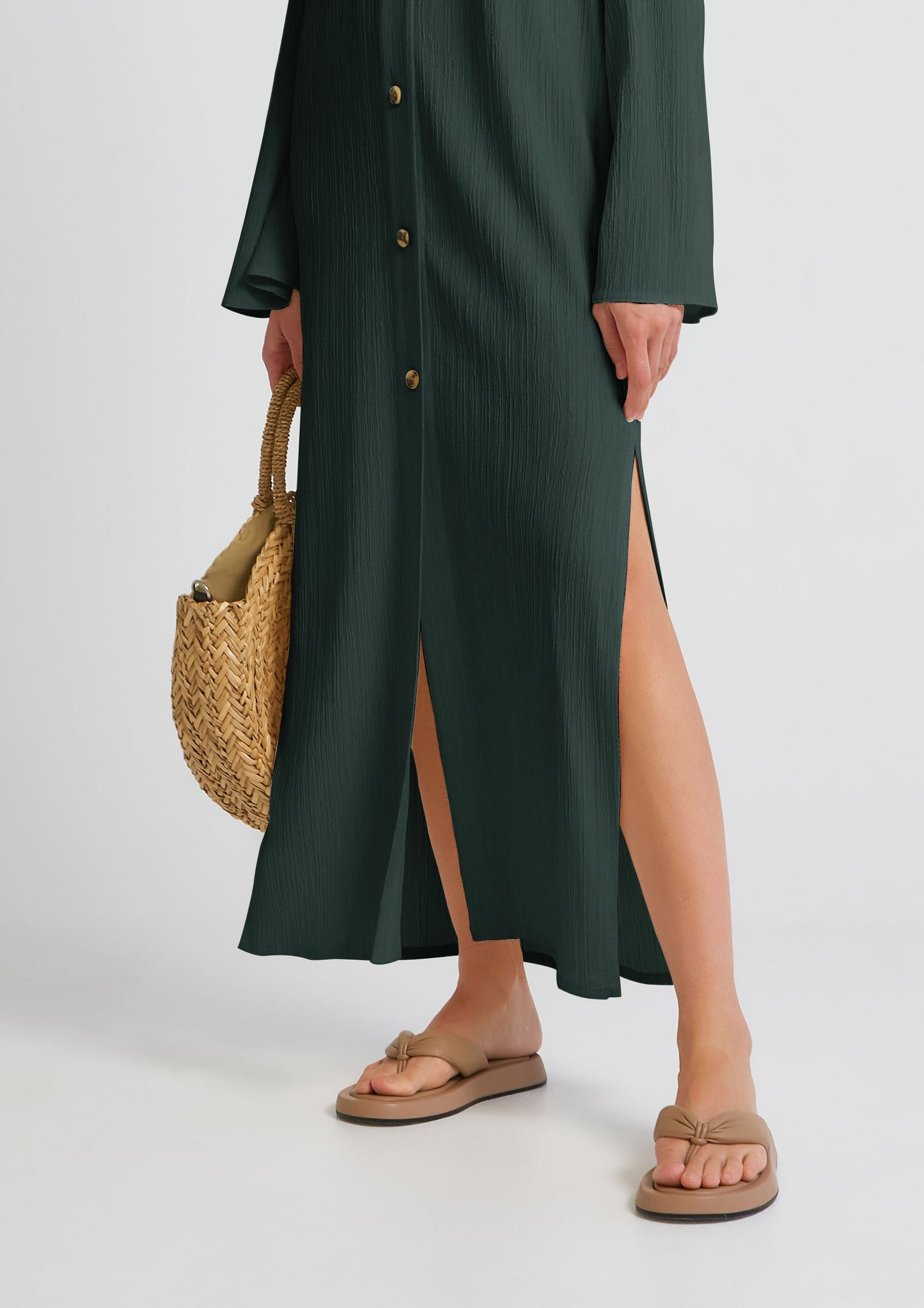 Peek-A-Boo | Green Shirt Dress