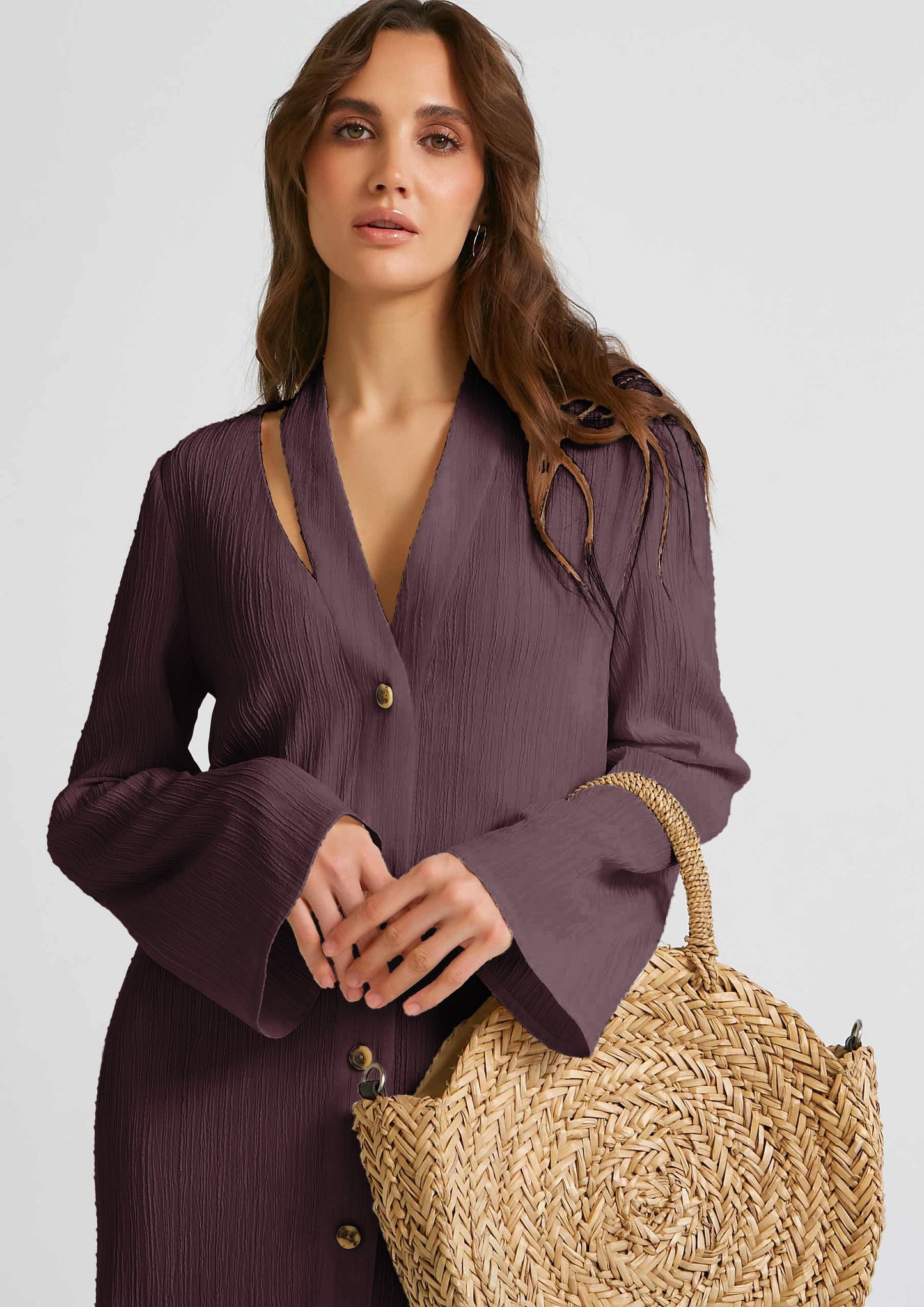 Peek-A-Boo | Mauve Shirt Dress