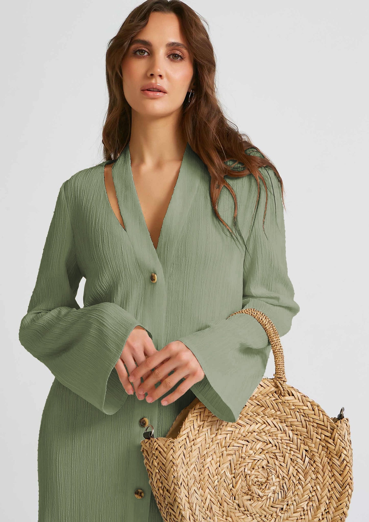 Peek-A-Boo | Mint Shirt Dress