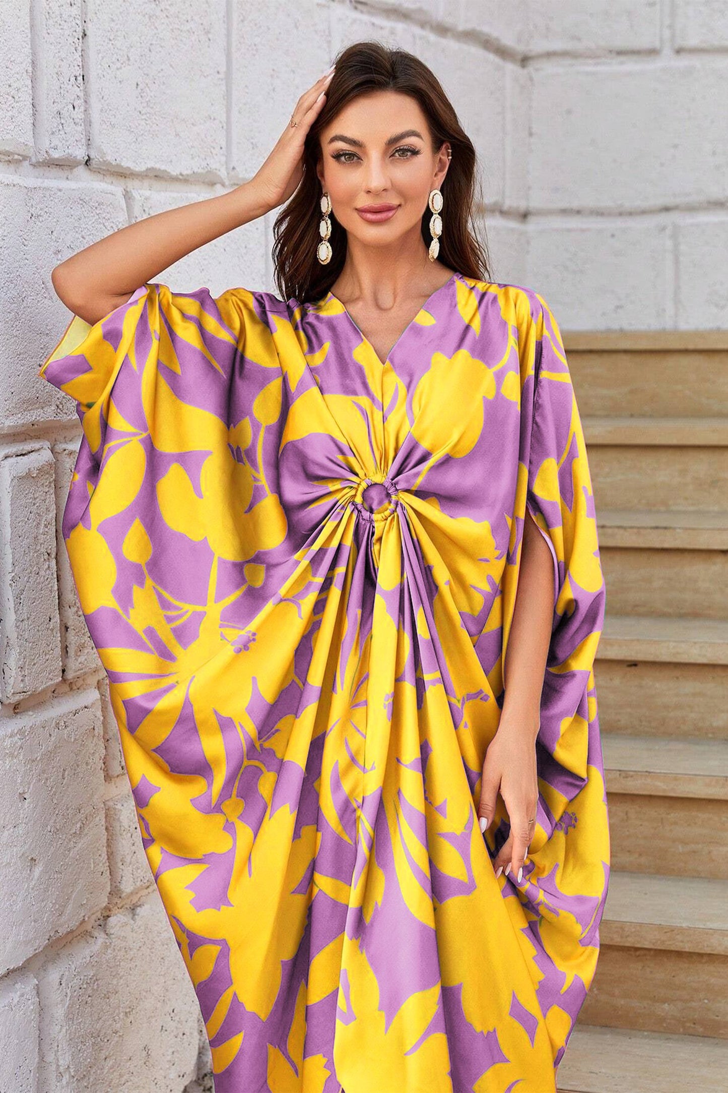 Knotty Nice | Mauve Floral Kaftan Dress