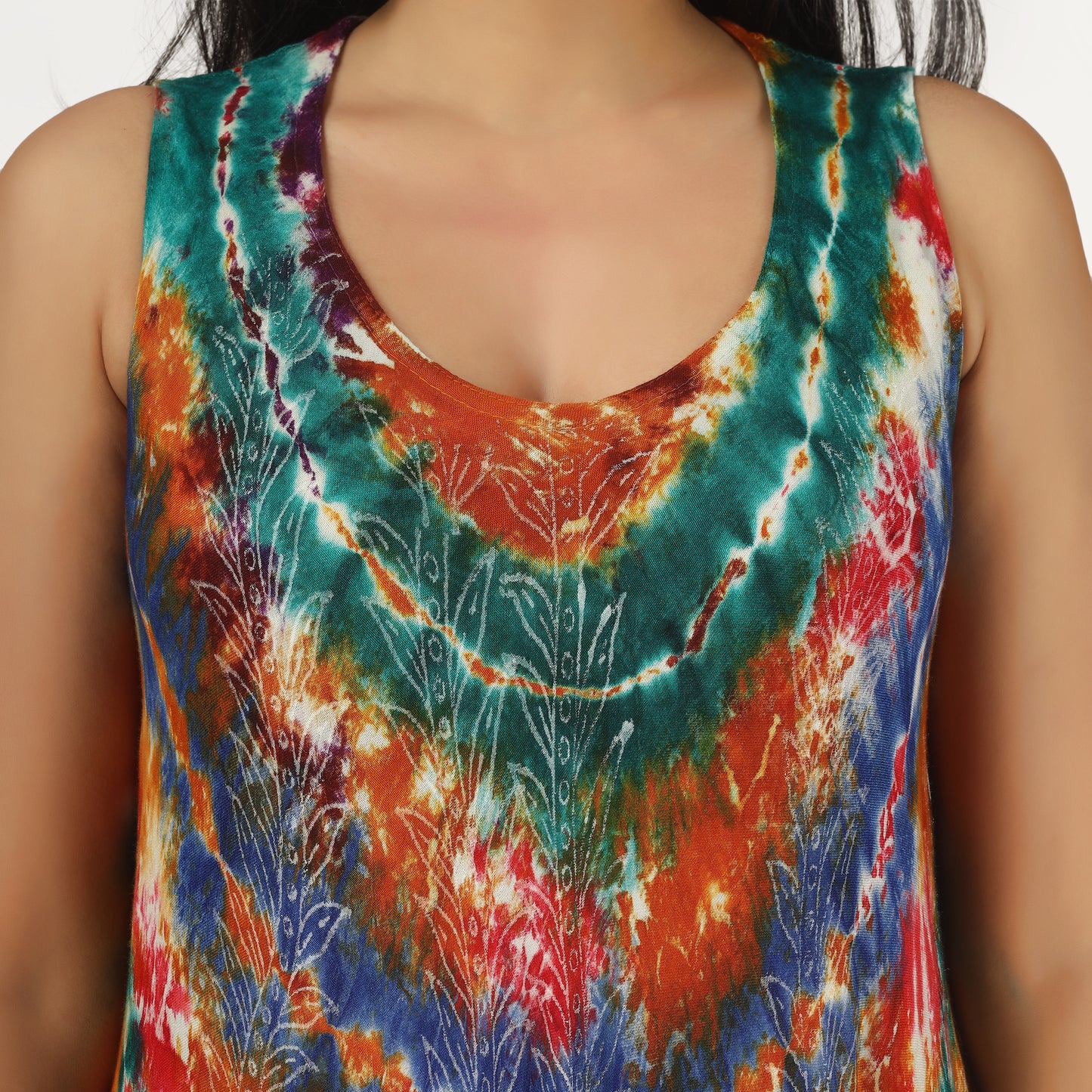 Tropic Turquoise | Boho Tie Dye Sleeveless Sundress