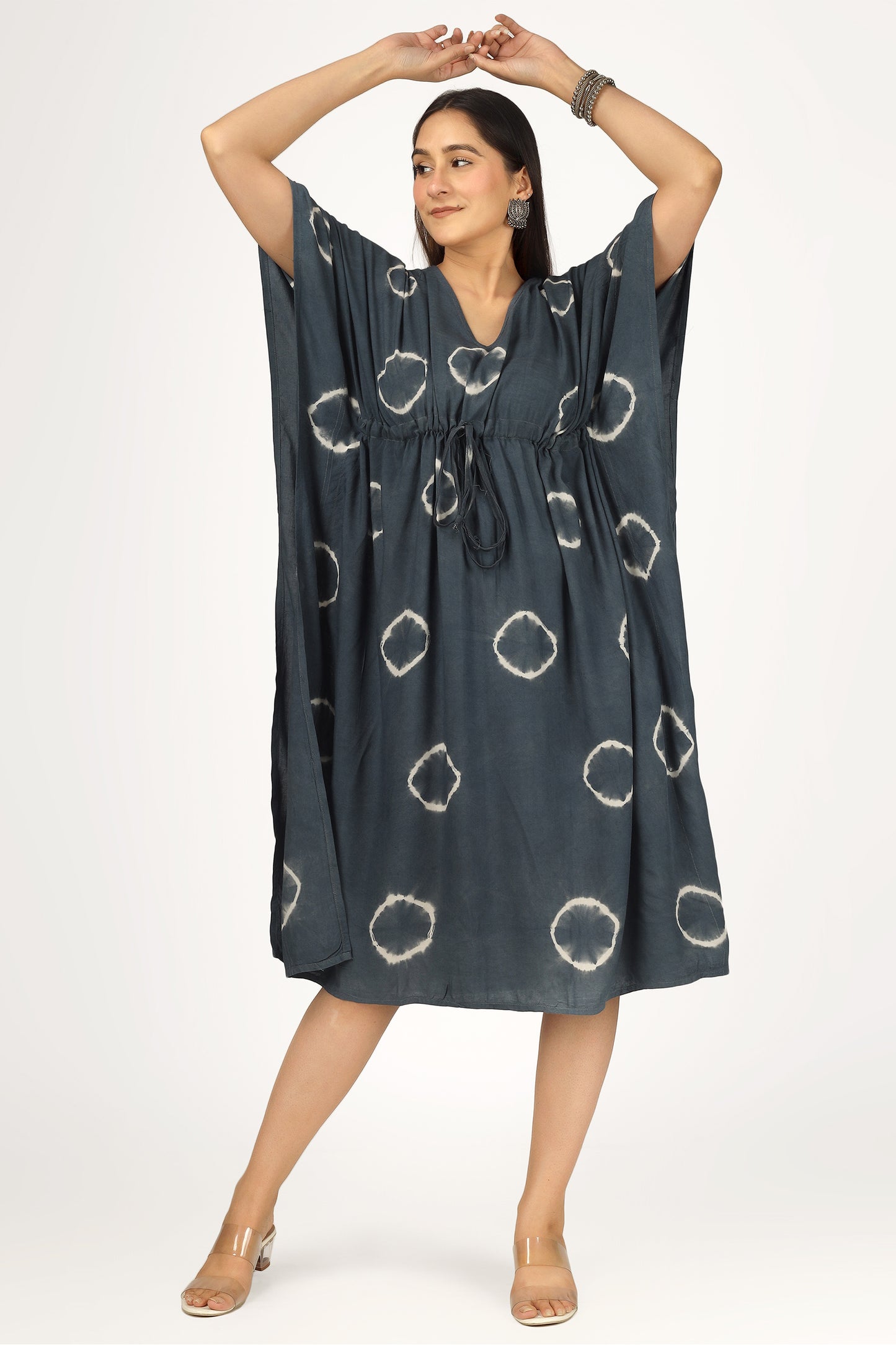 Charcoal Chaos | Grey Shibori Tie Dye Short Kimono