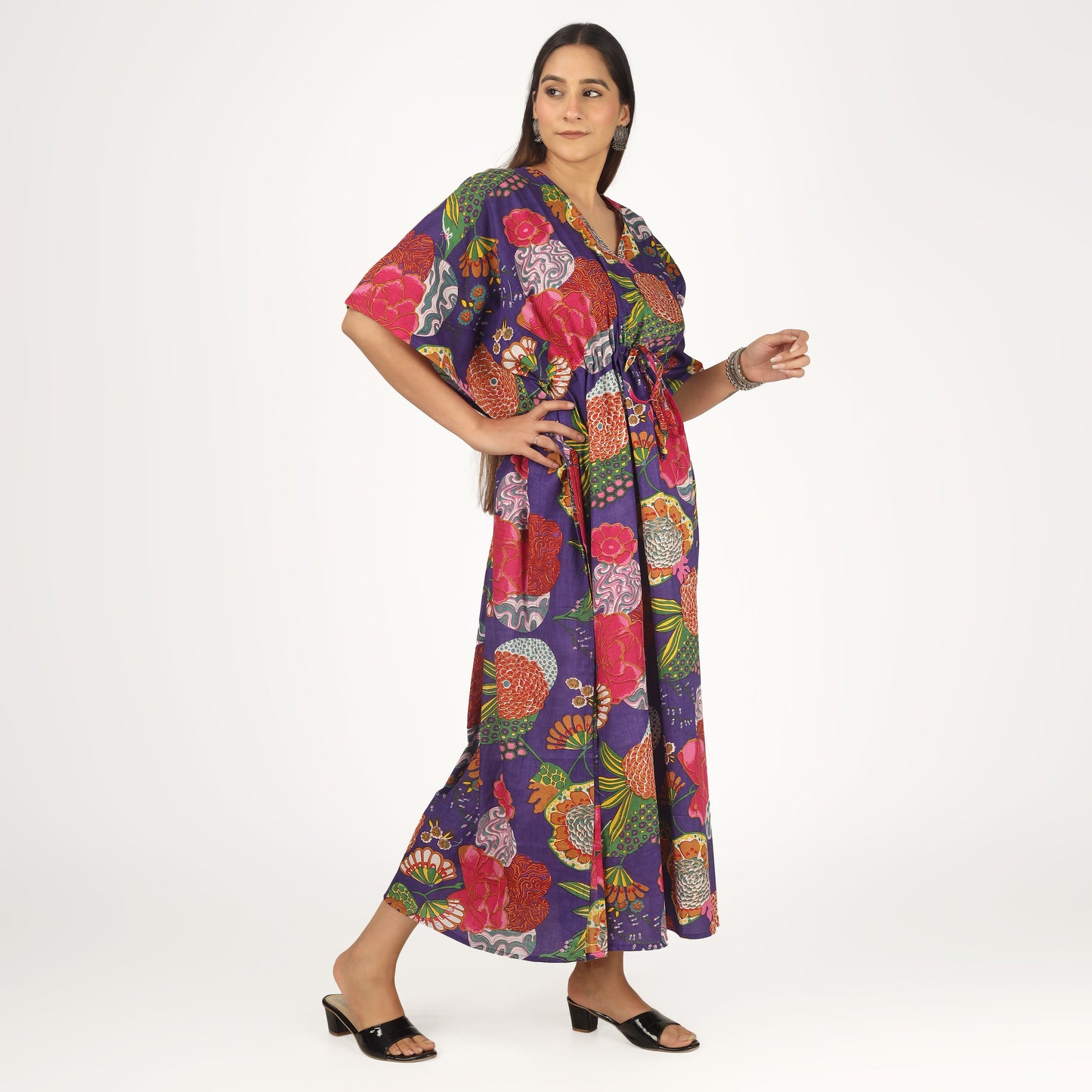 Purple Chrysanthium | 100% Cotton Kaftan