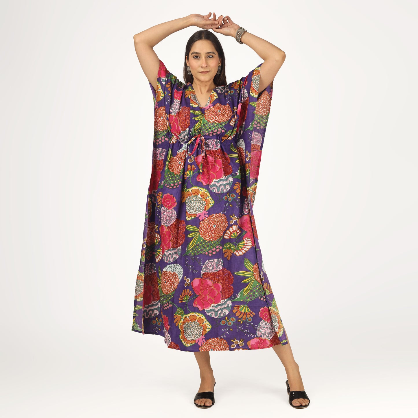 Purple Chrysanthium | 100% Cotton Kaftan