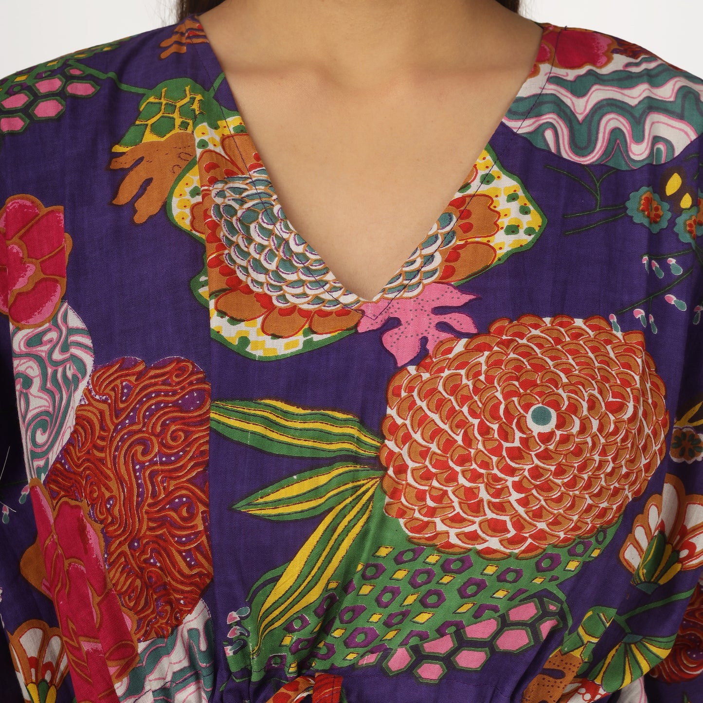 Purple Chrysanthium | 100% Cotton Kaftan