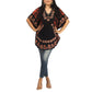 Orange Batik Embroidered Poncho Top | Free Size