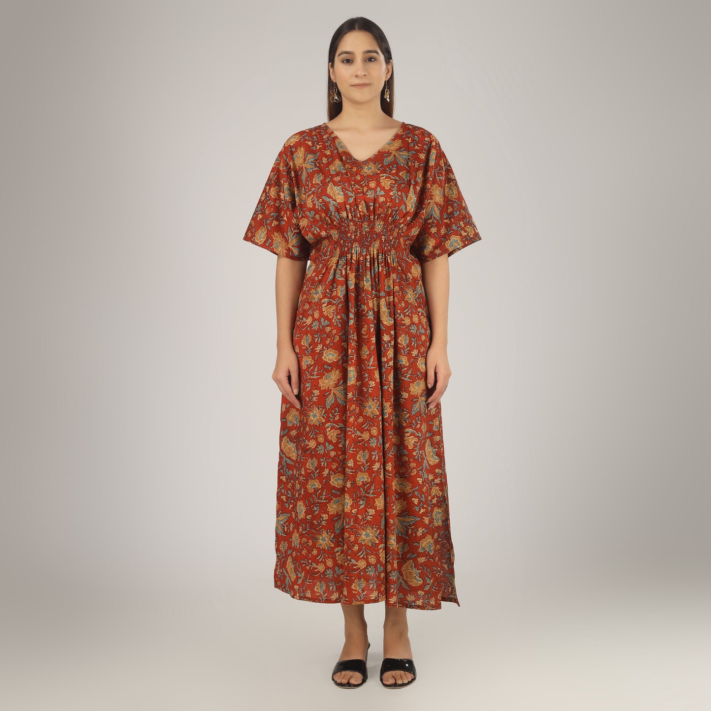 Rustic Bloom | Shirred Dress With Pockets - 3 Sizes Available AU 10-30