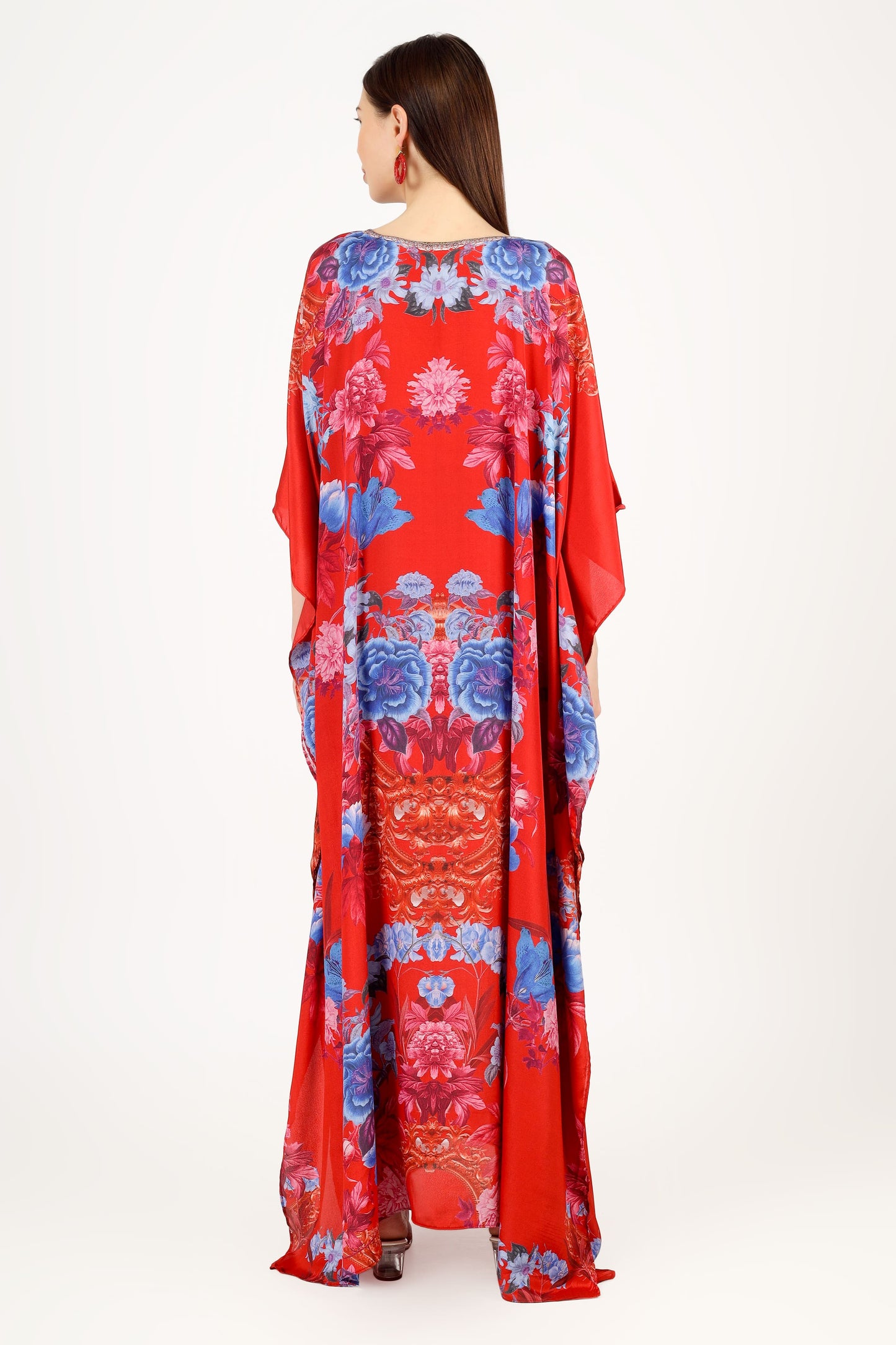 Cherry Blossom | Red Luxe Art Silk Kaftan