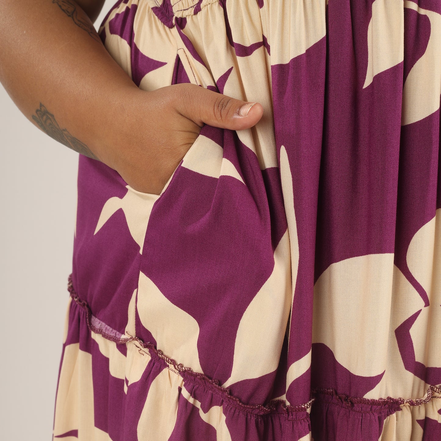 Purple Paradise | Purple Tiered Smocking Dress With Pockets