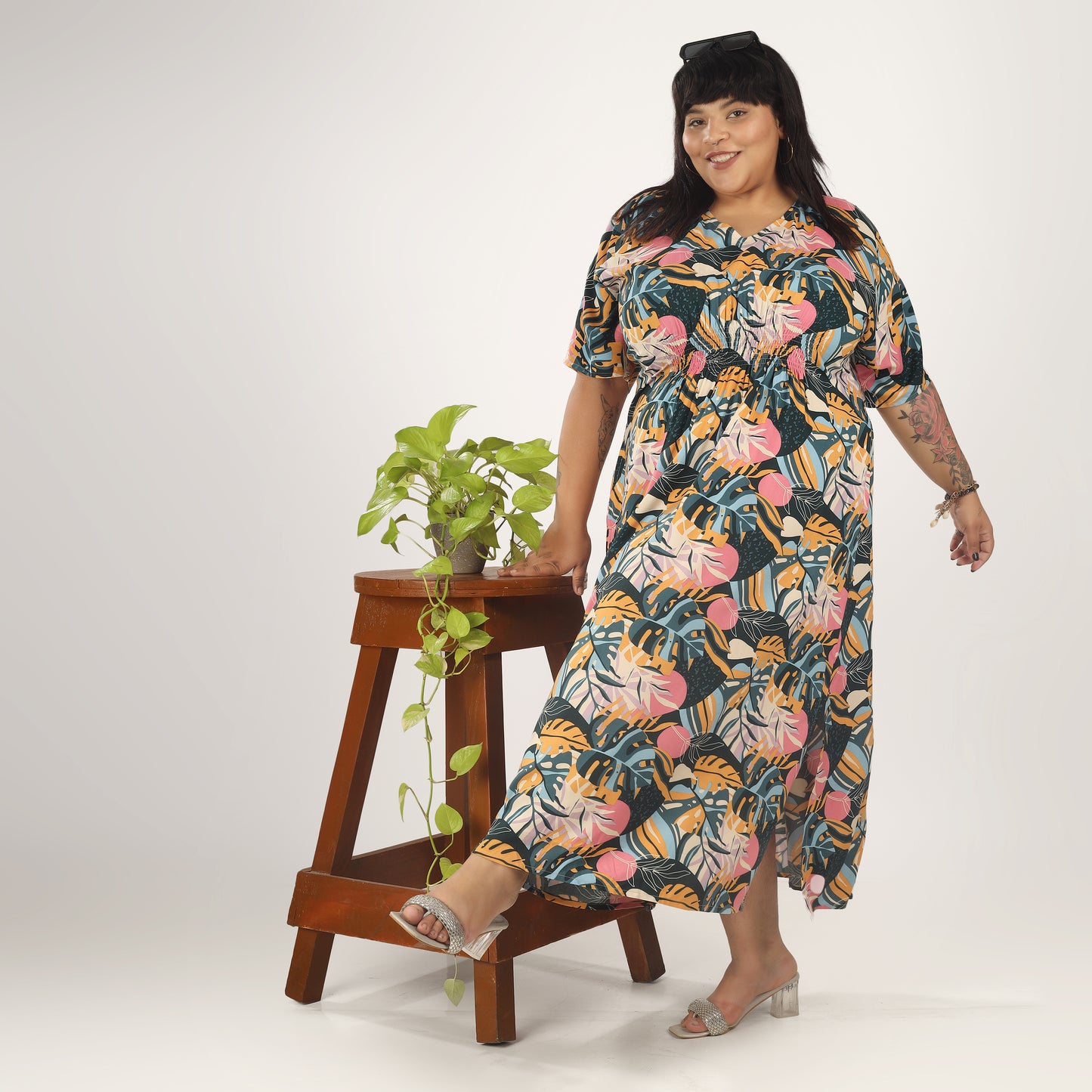 Tropical Delight | Shirred Dress With Pockets - 3 Sizes Available AU 10-30