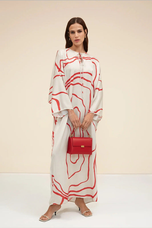 Wavy Wanderlust | Red White Kaftan