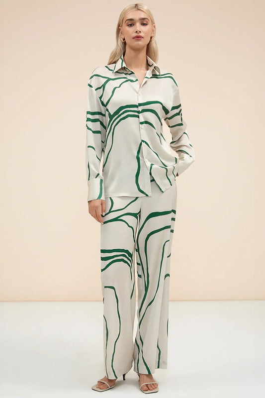 Swirl Style | Green White Co-Ord Set