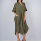 Olive Oasis | Olive Shirt Dress With Pockets | One Size Fits AU 10 - 24