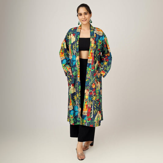 Blue Frida | 100% Cotton Kimono With Pockets