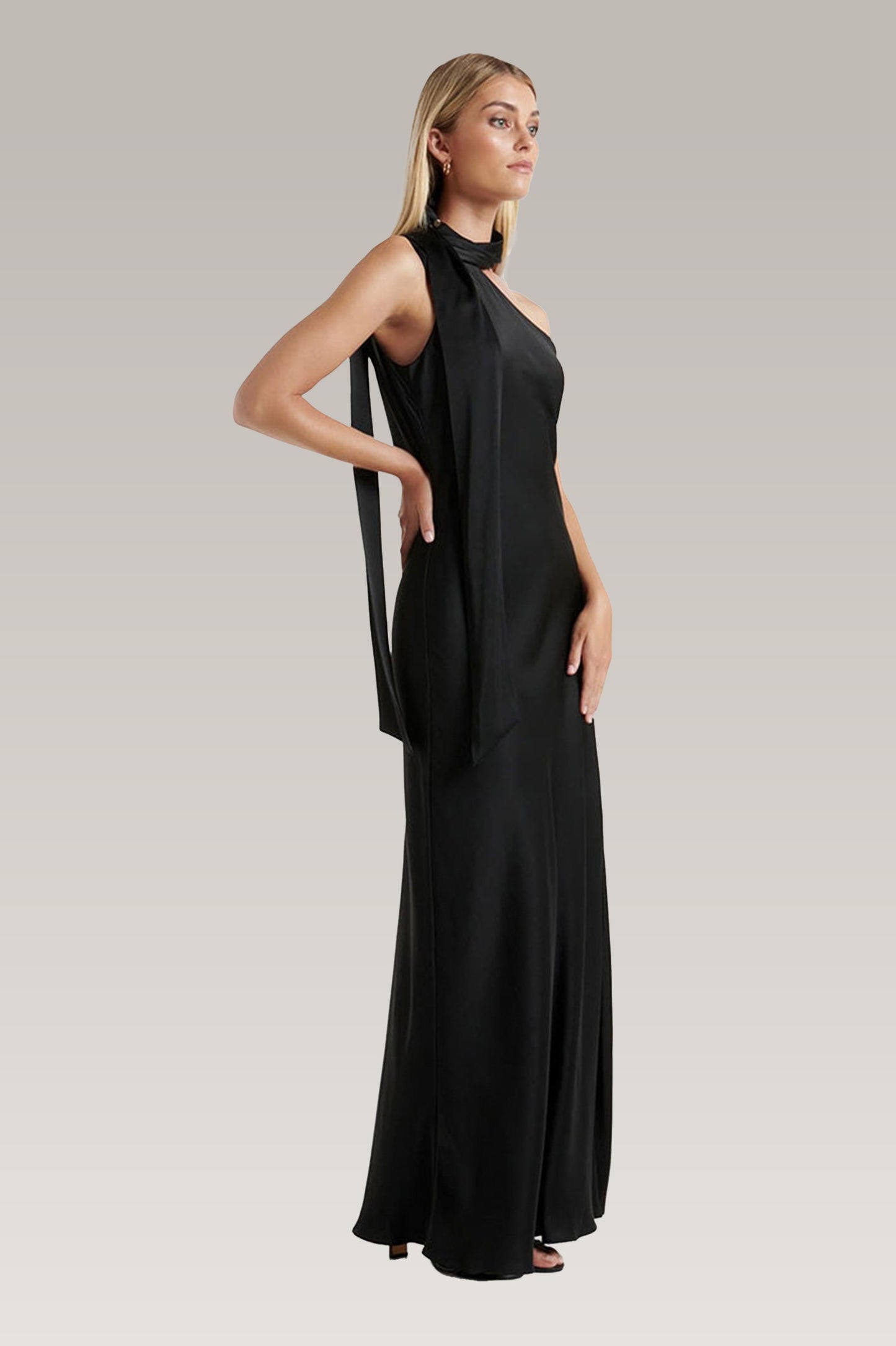 Flirtatious | Black Satin Dress