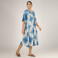 Earthen Threads Beach Summer Shibori Tie Dye Short Kaftan Kimono Blue