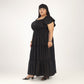 Women's Plus Size Kaftan Dress with Smocking (Black)