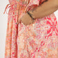 Pink Paisley Frill Sleeve Dress