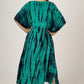 Earthen Threads Beach Summer Shibori Tie Dye Kaftan Kimono Teal Green