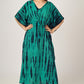 Earthen Threads Beach Summer Shibori Tie Dye Kaftan Kimono Teal Green